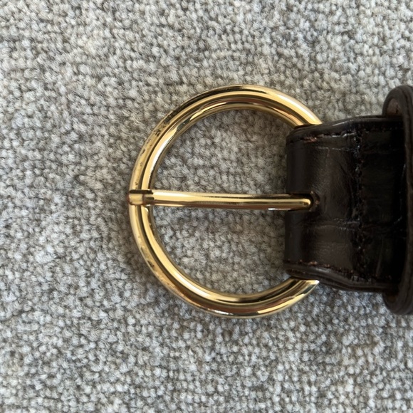 Talbots Dk Brown Genuine Leather Faux Alligator Belt - Picture 8 of 8
